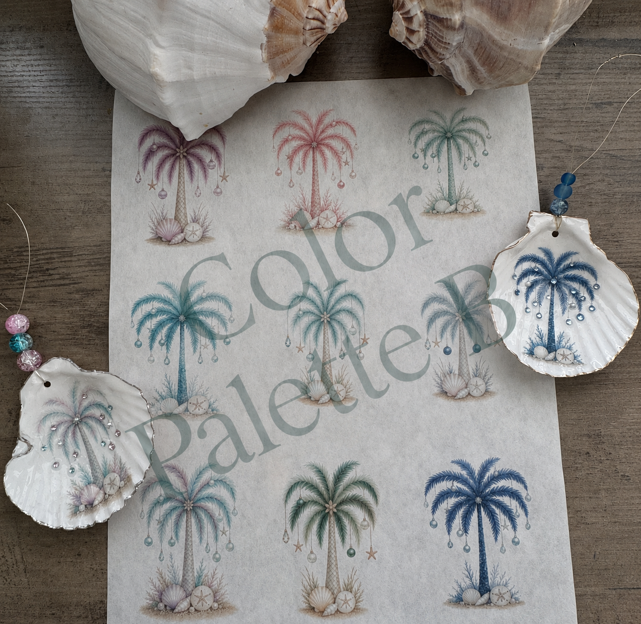 Coastal Christmas Palm Rice Paper
