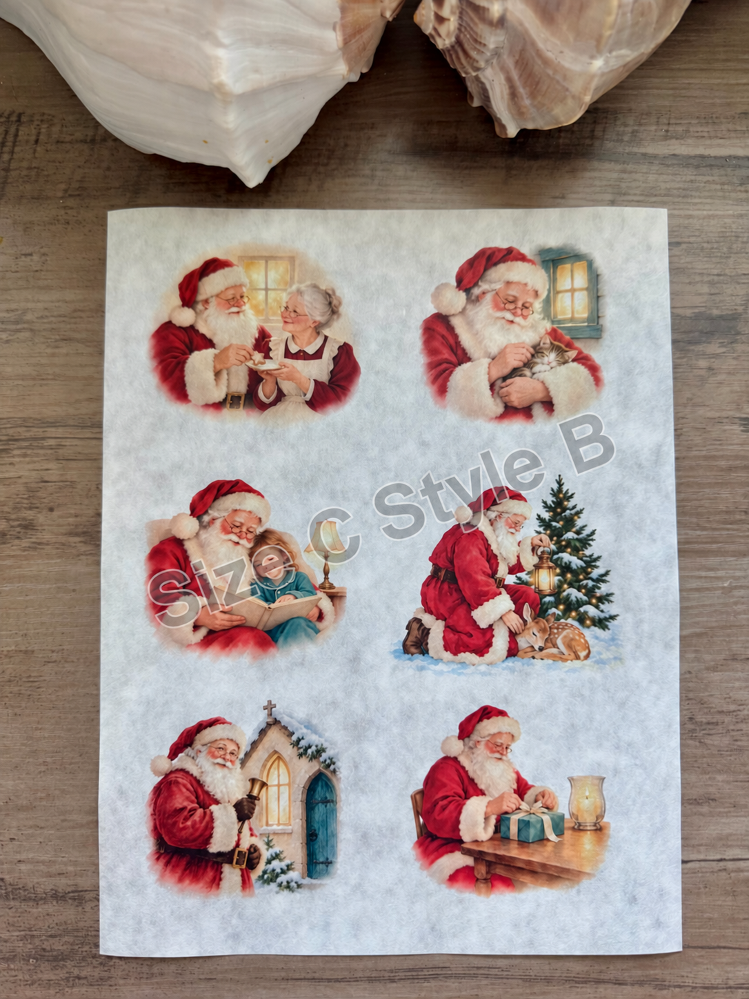 Santa's Christmas Glow Decoupage Rice Paper