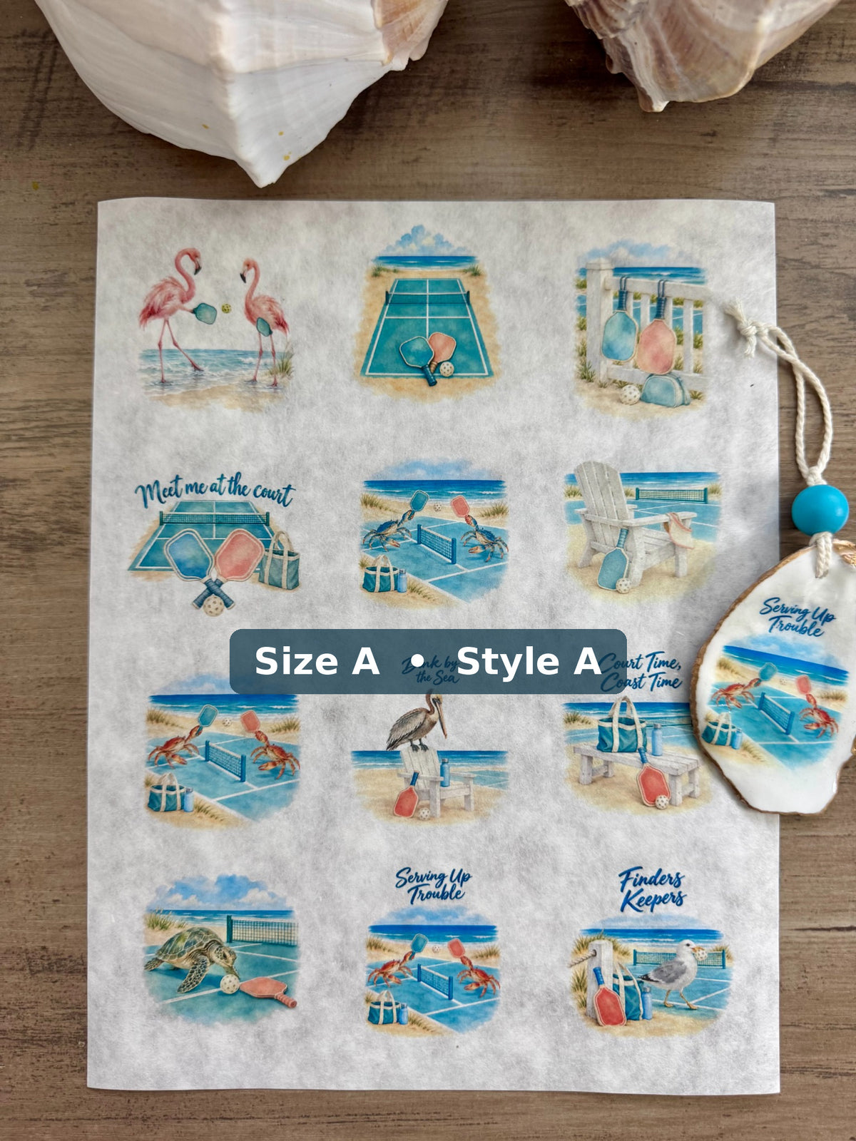 Coastal Pickleball Decoupage Rice Paper
