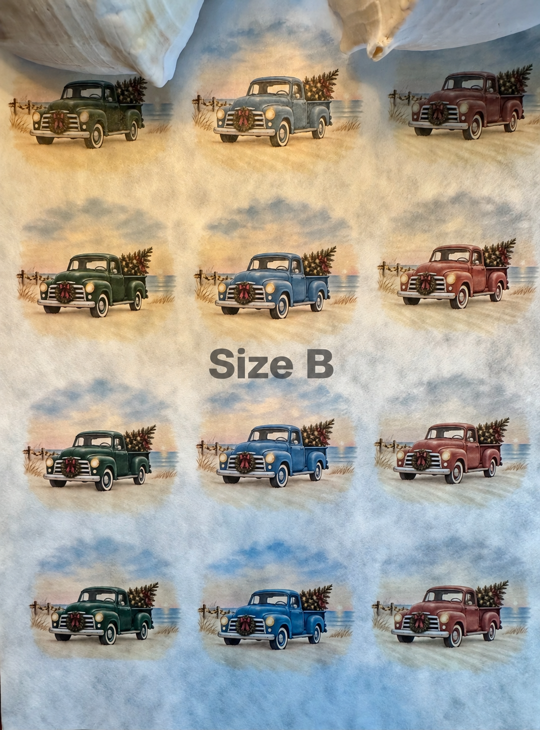 Coastal Glow Christmas Truck Decoupage Paper