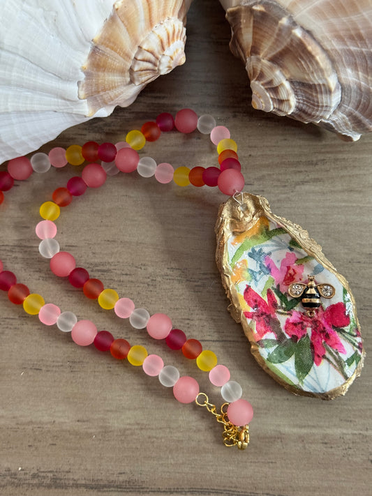 Decoupage Oyster Shell Necklace