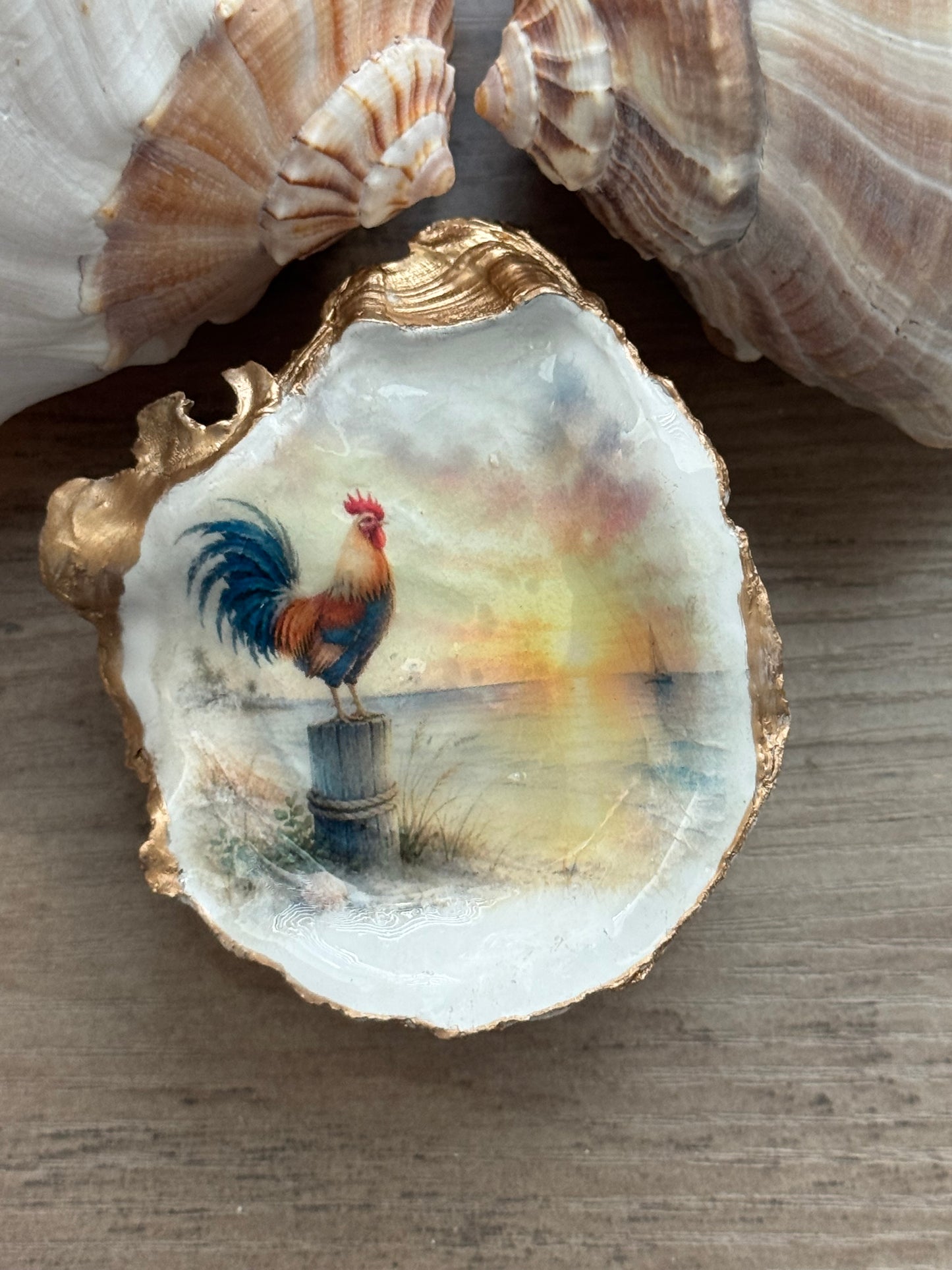 Rooster On Post Oyster Shell