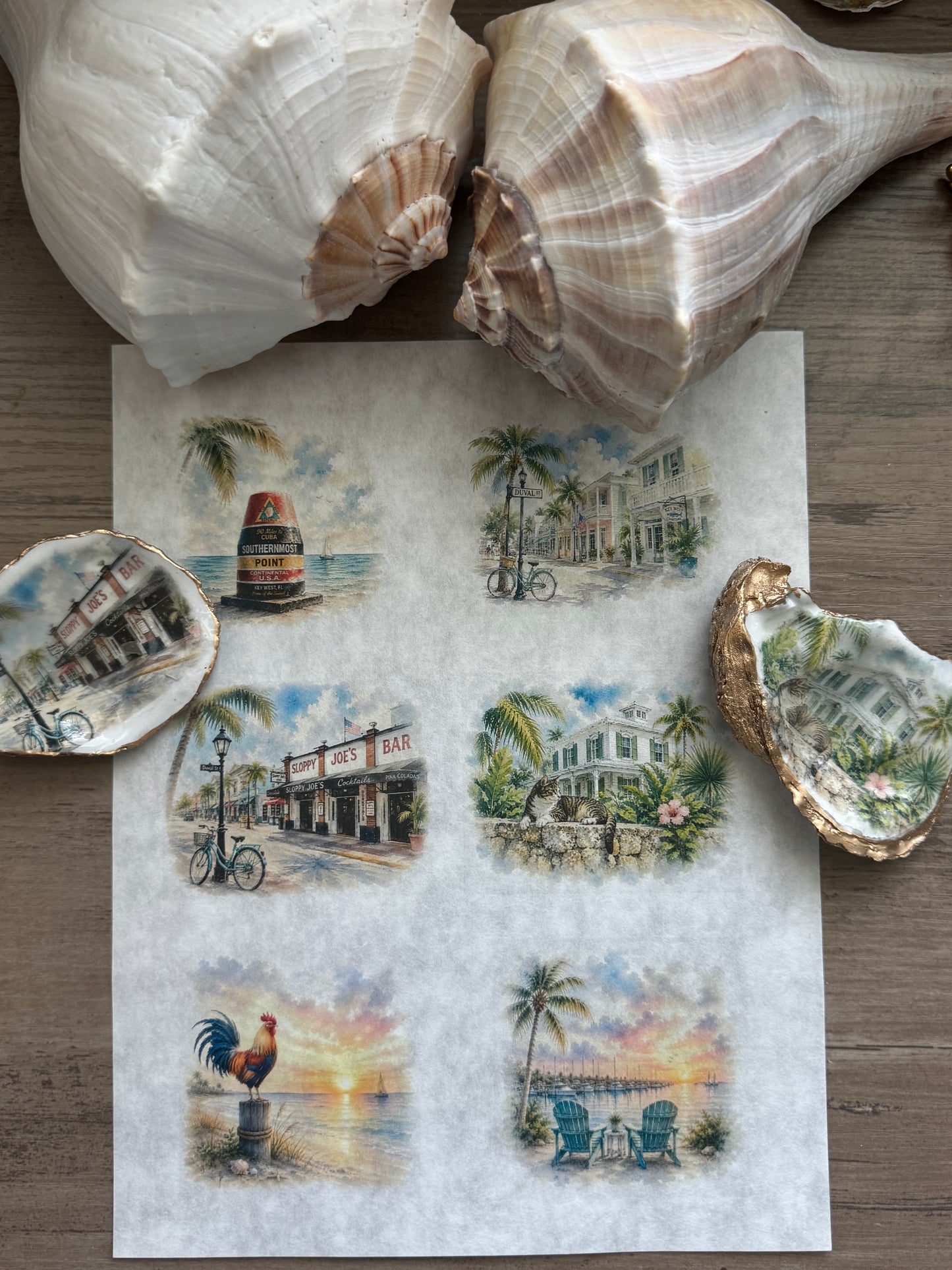 Key West Inspired Decoupage Rice Paper