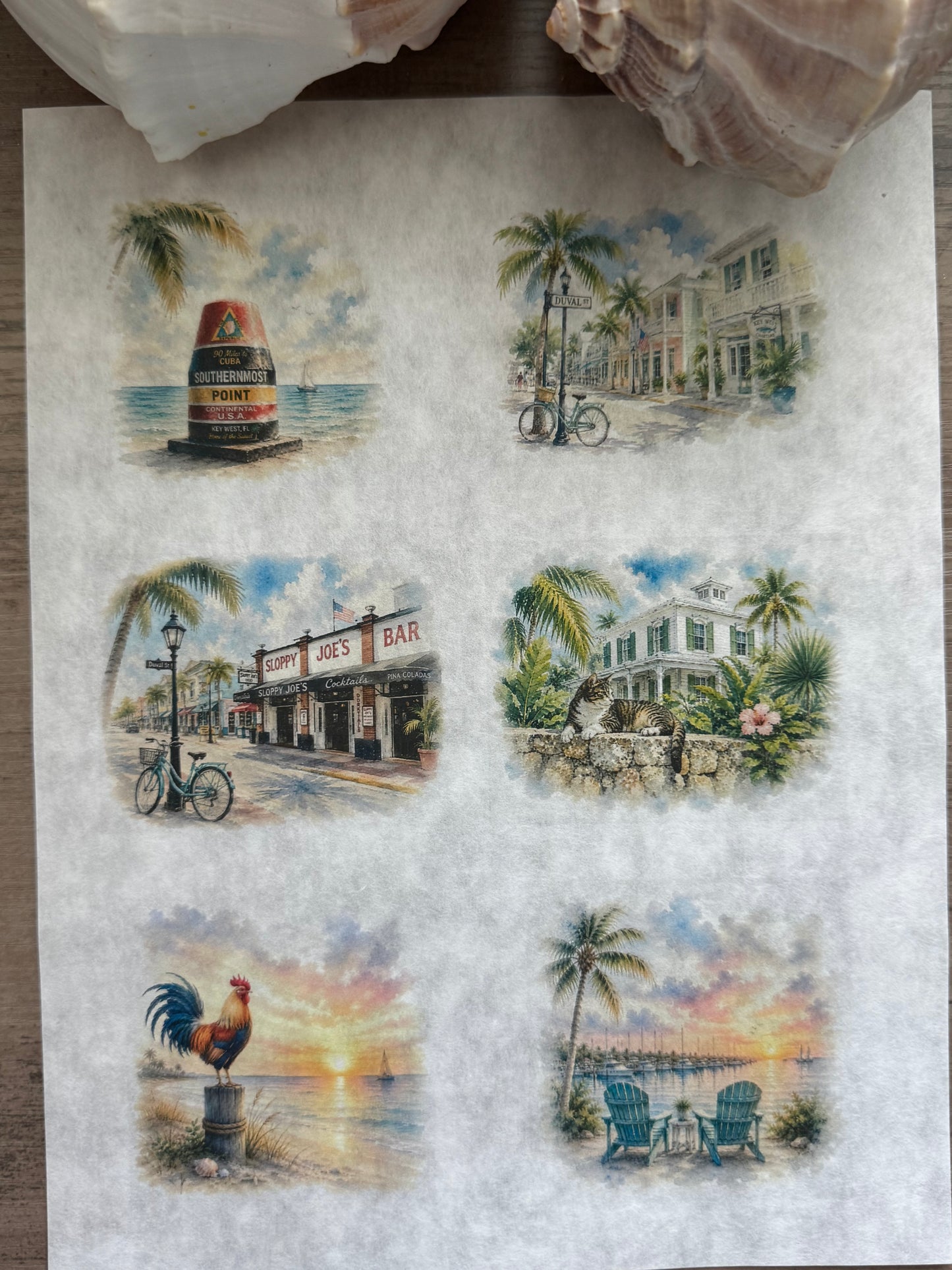 Key West Inspired Decoupage Rice Paper