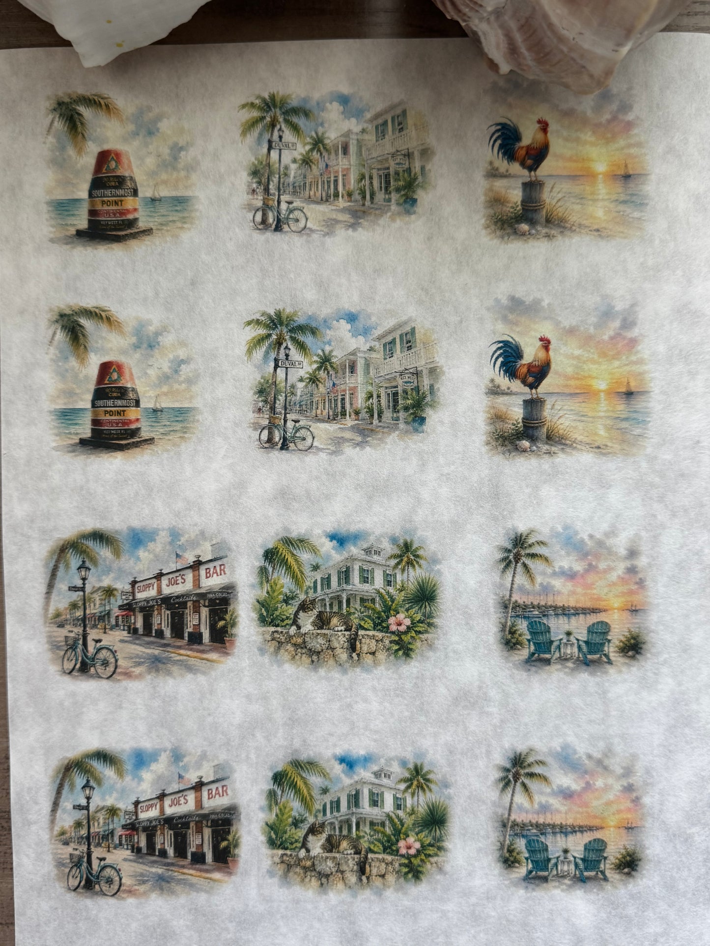 Key West Inspired Decoupage Rice Paper