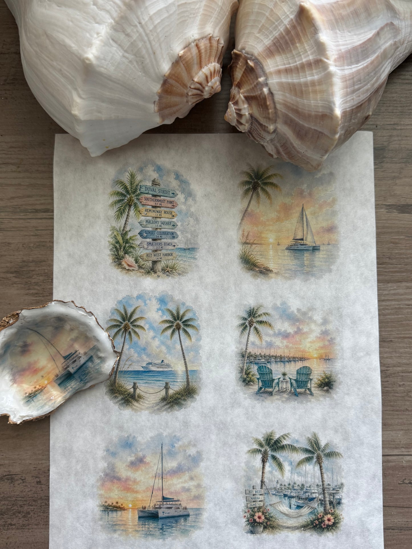 Key West Inspired Decoupage Rice Paper