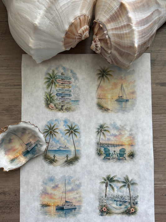 Key West Inspired Decoupage Rice Paper