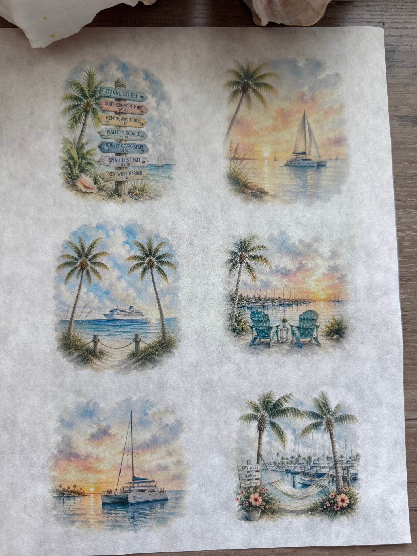 Key West Inspired Decoupage Rice Paper