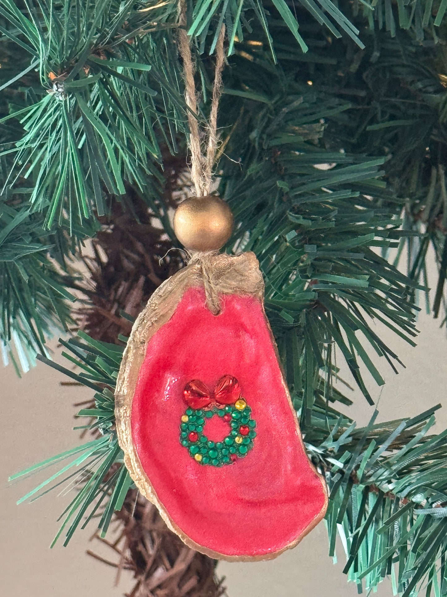 Coastal Christmas Oyster Shell Ornament