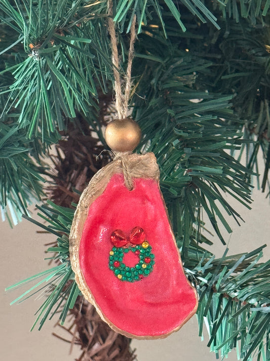 Coastal Christmas Oyster Shell Ornament