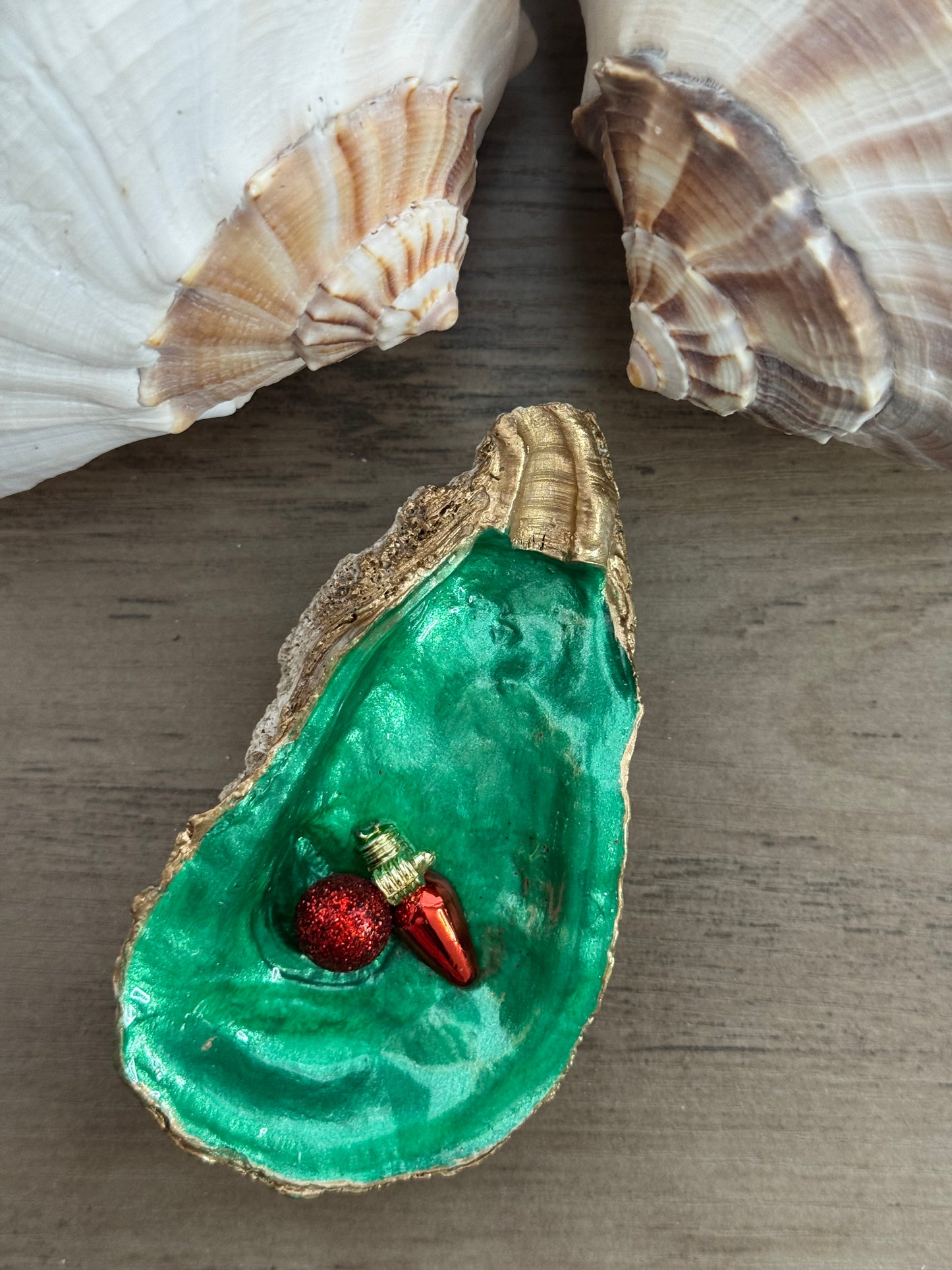 Coastal Christmas Oyster Shell Trinket Tray
