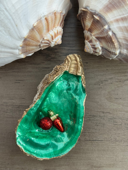 Coastal Christmas Oyster Shell Trinket Tray