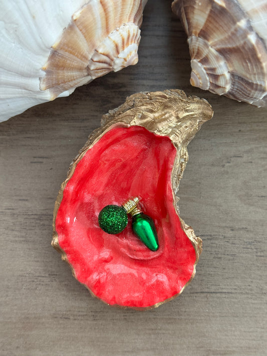 Coastal Christmas Oyster Shell Trinket Tray