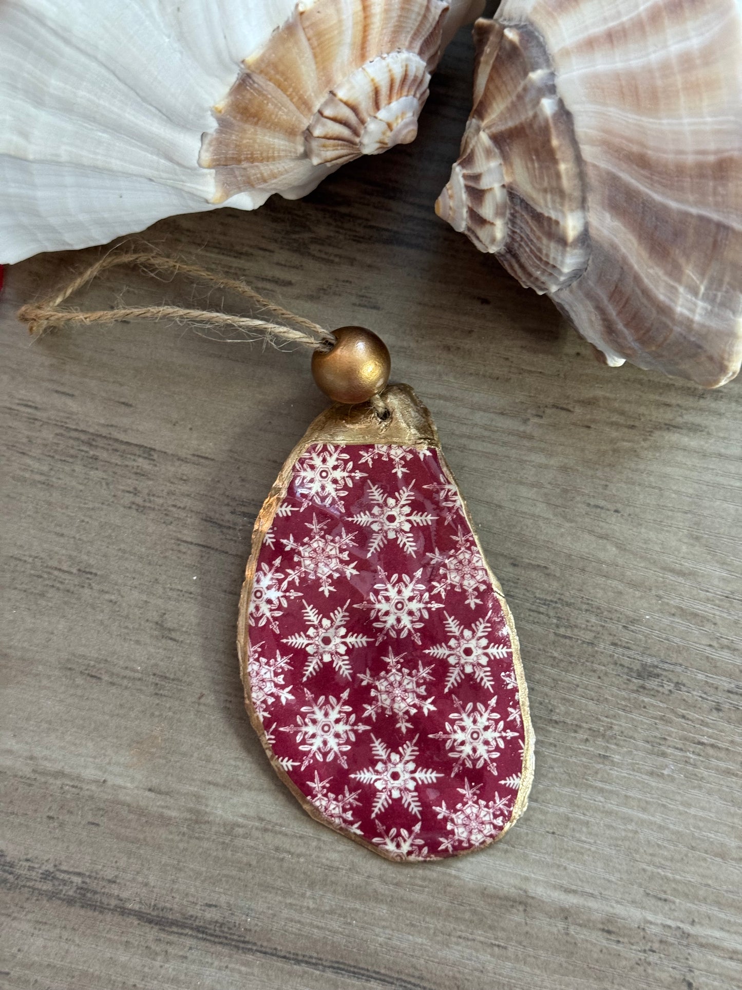 Coastal Christmas Oyster Shell Ornament