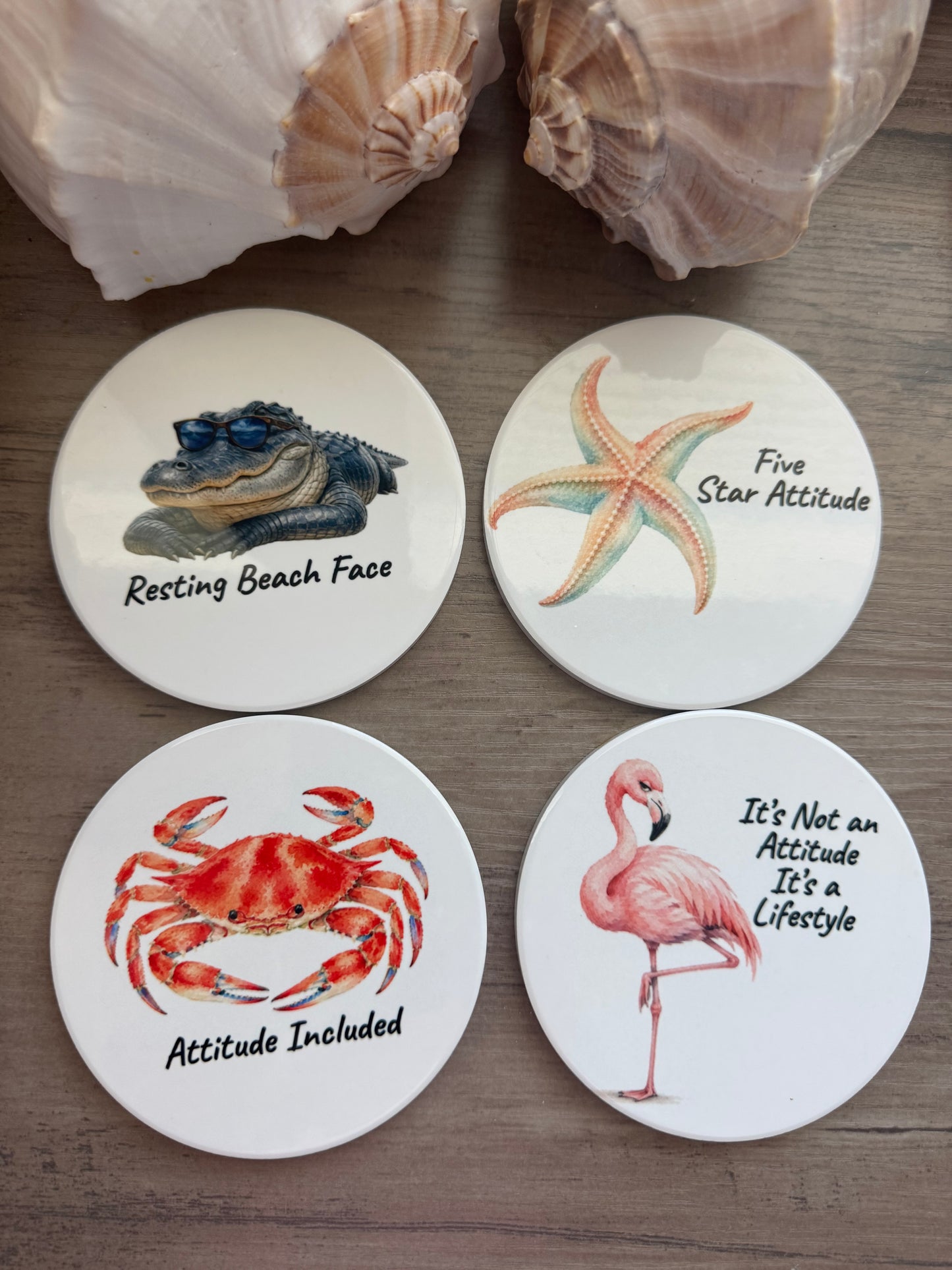 Coastal Attitude Coasters – Set of 4