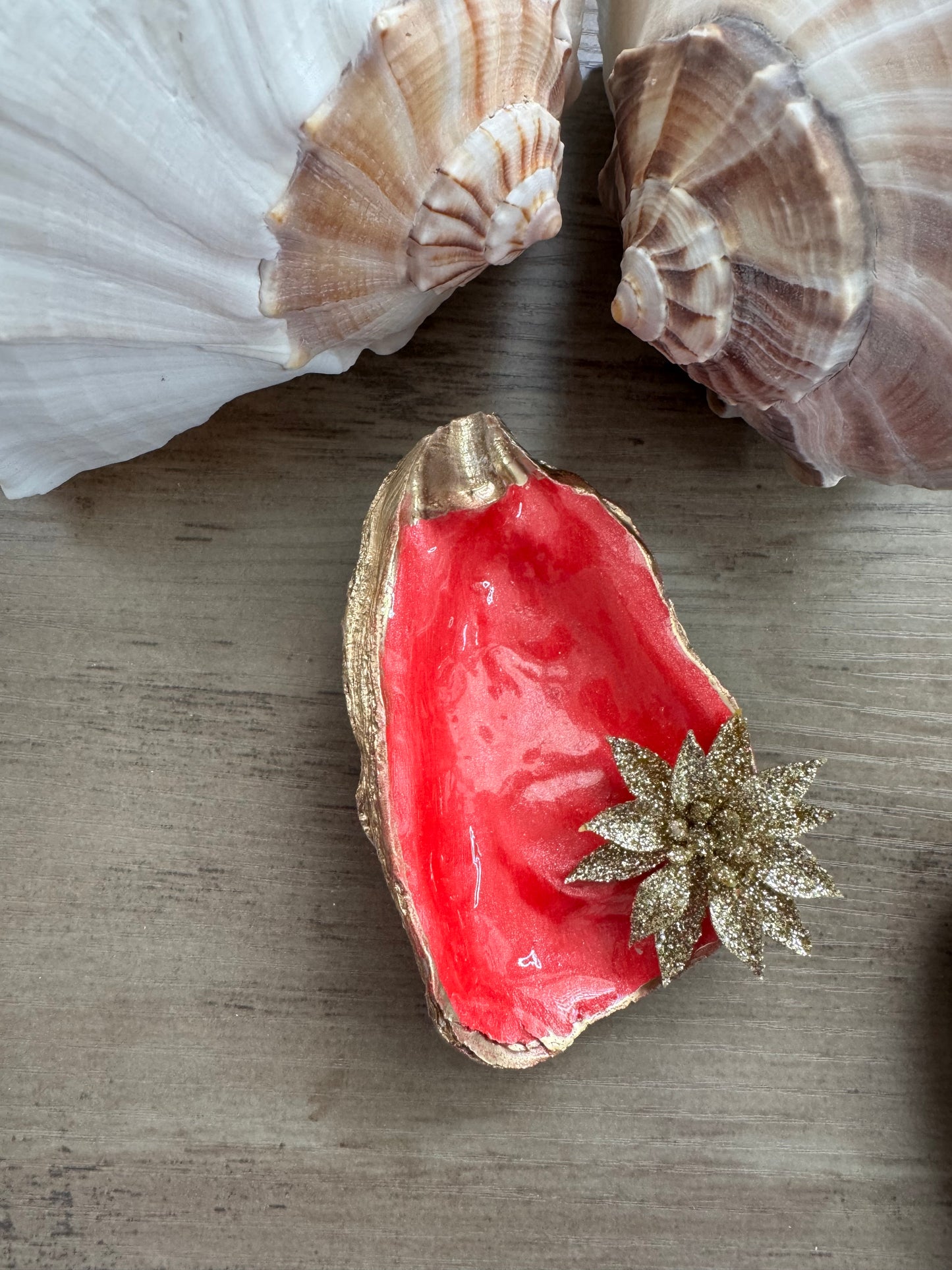 Coastal Christmas Oyster Shell Trinket Tray