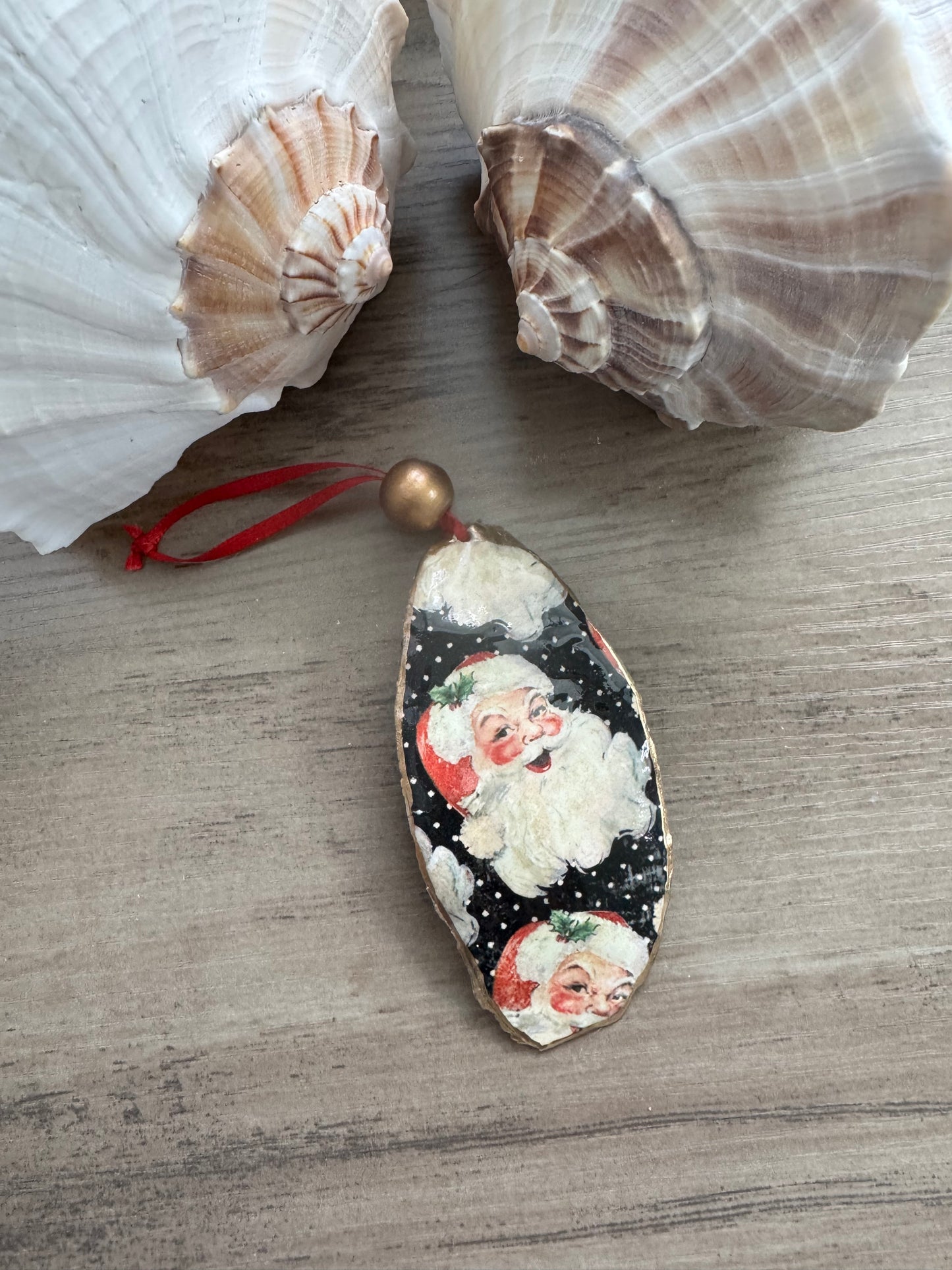 Coastal Christmas Oyster Shell Ornament