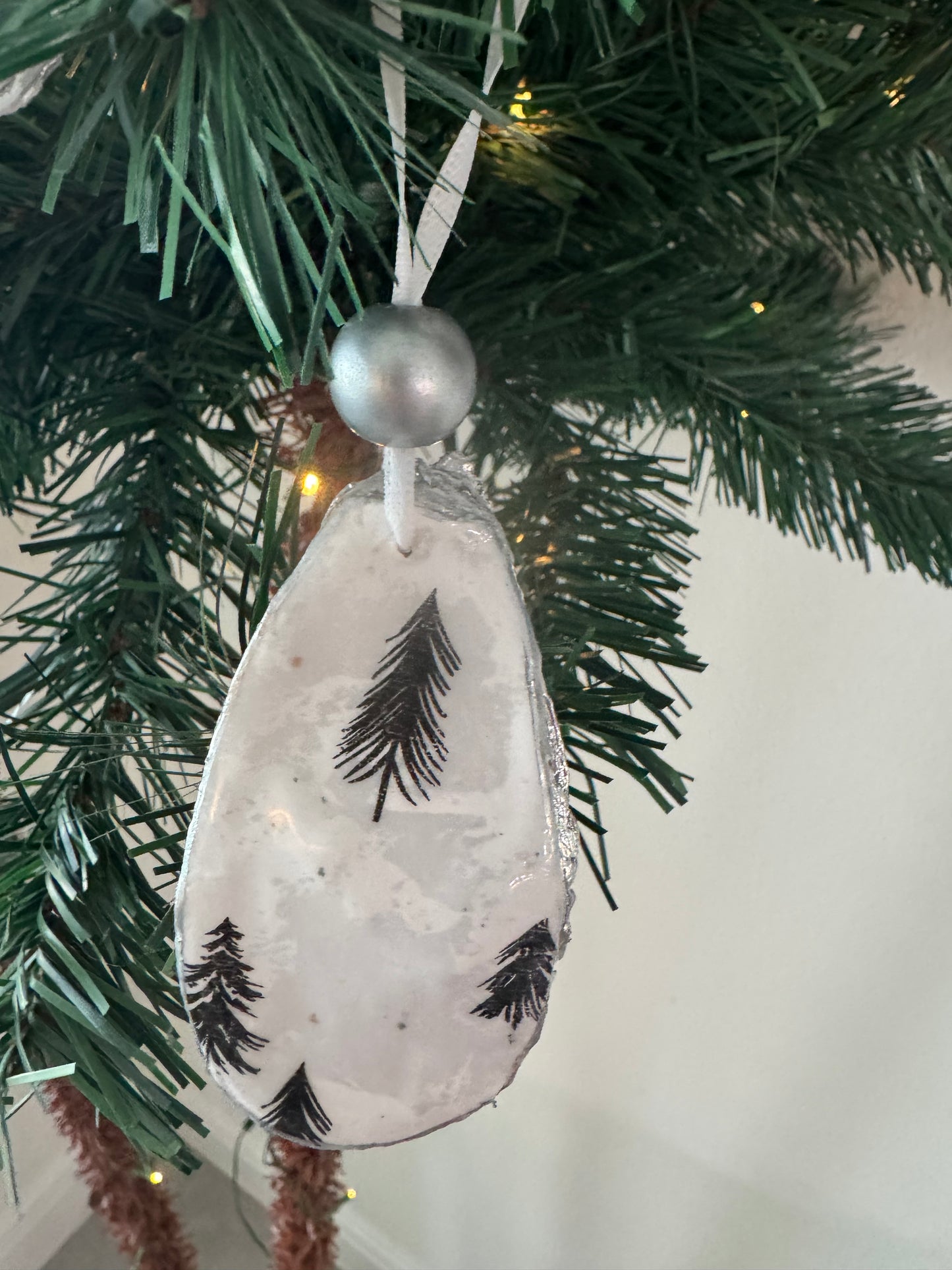Coastal Christmas Oyster Shell Ornament