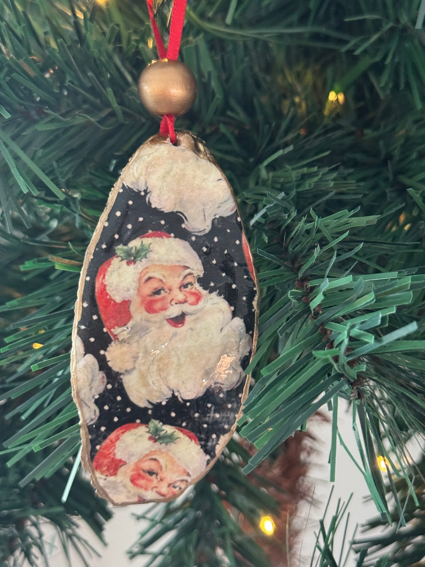 Coastal Christmas Oyster Shell Ornament