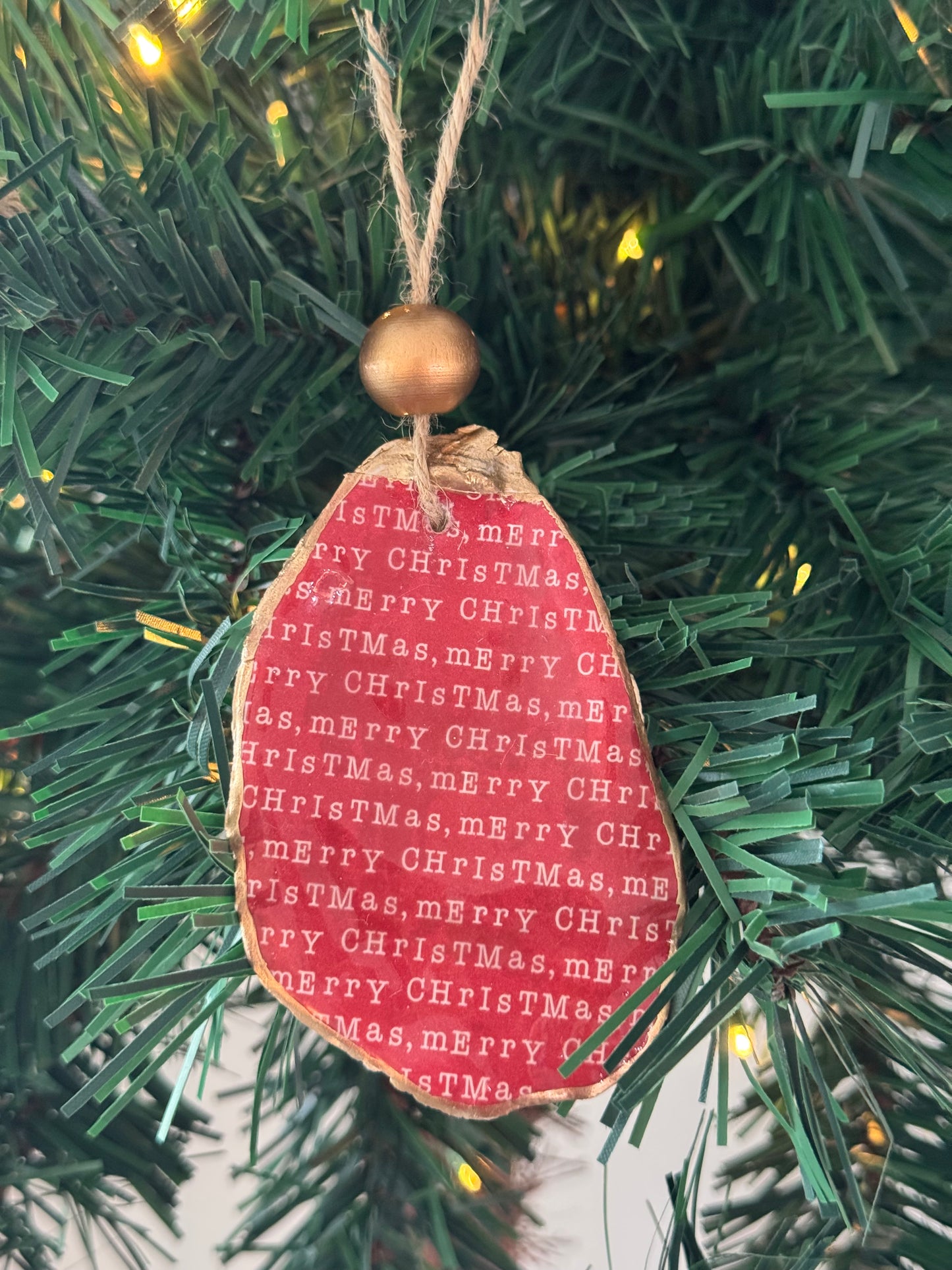 Coastal Christmas Oyster Shell Ornament