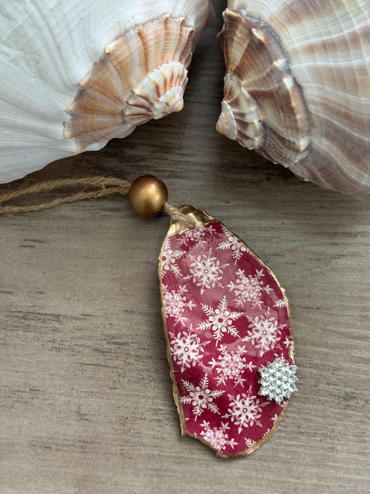 Coastal Christmas Oyster Shell Ornament