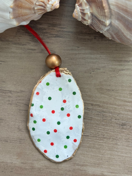 Coastal Christmas Oyster Shell Ornament