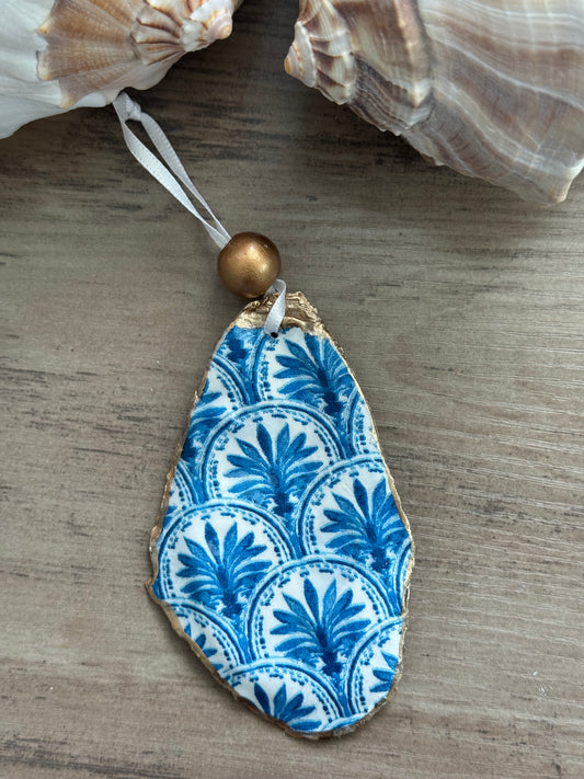 Coastal Christmas Oyster Shell Ornament