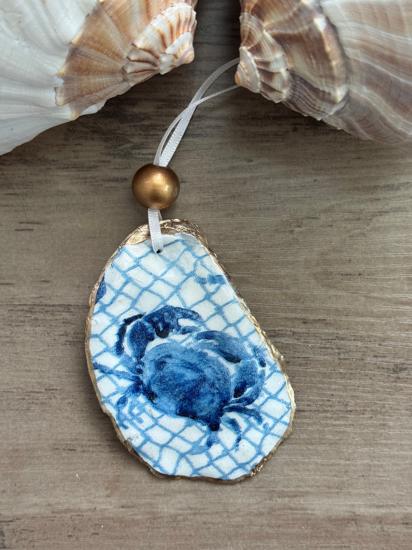 Coastal Christmas Oyster Shell Ornament