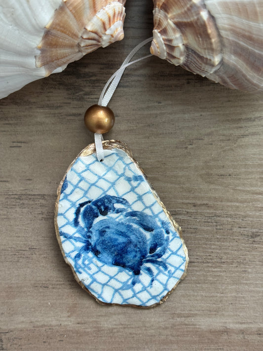 Coastal Christmas Oyster Shell Ornament