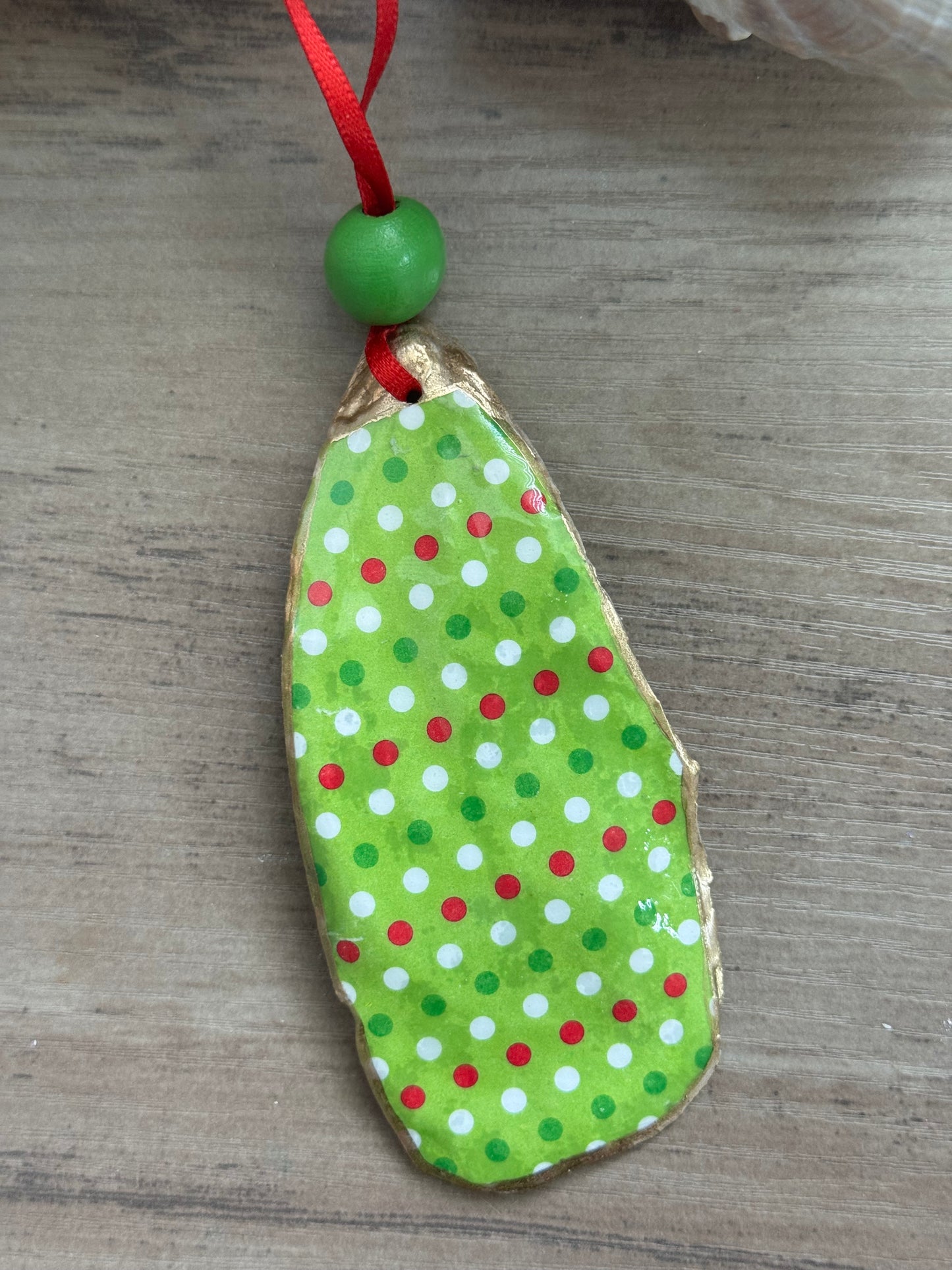 Coastal Christmas Oyster Shell Ornament