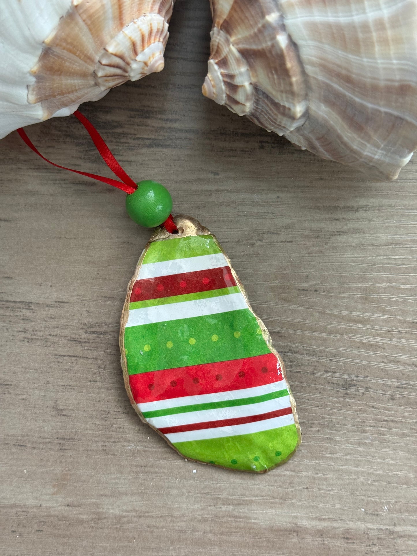 Coastal Christmas Oyster Shell Ornament