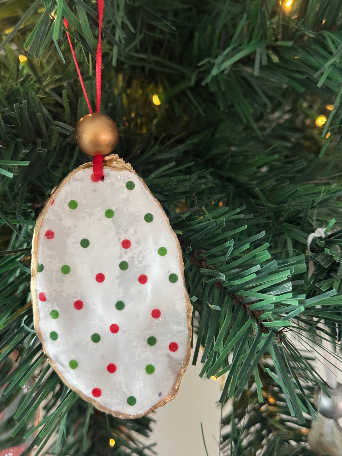 Coastal Christmas Oyster Shell Ornament