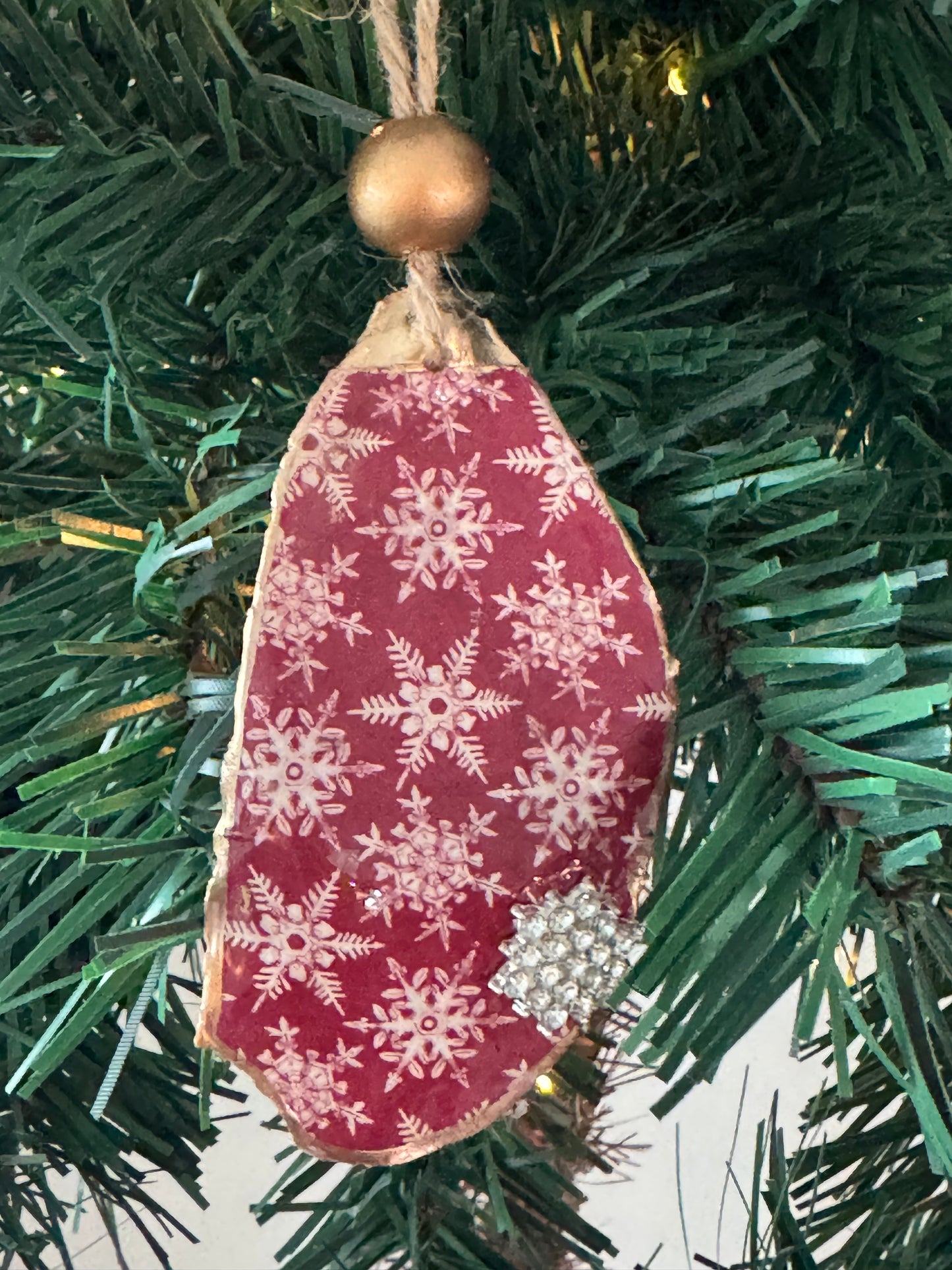 Coastal Christmas Oyster Shell Ornament