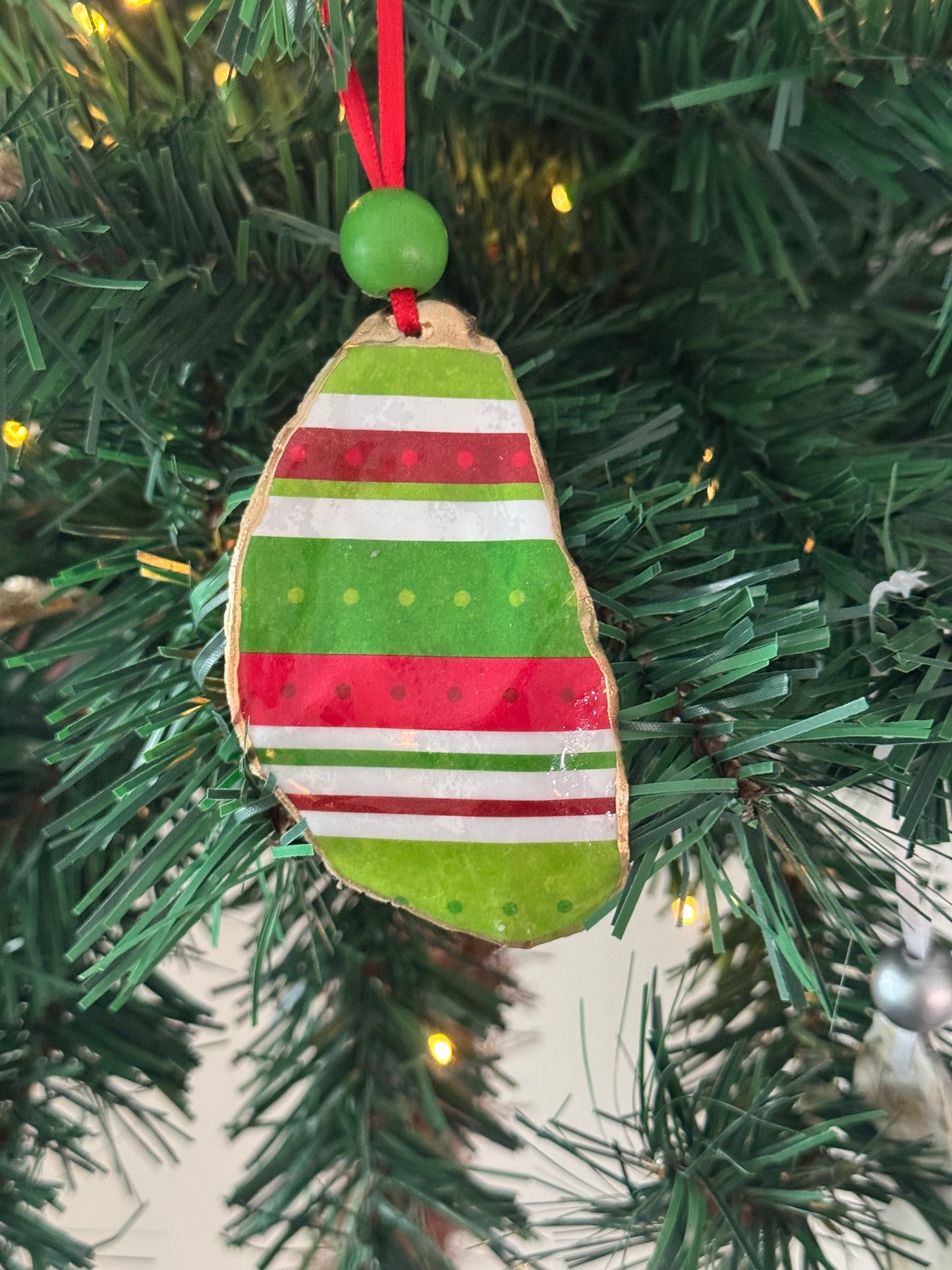 Coastal Christmas Oyster Shell Ornament