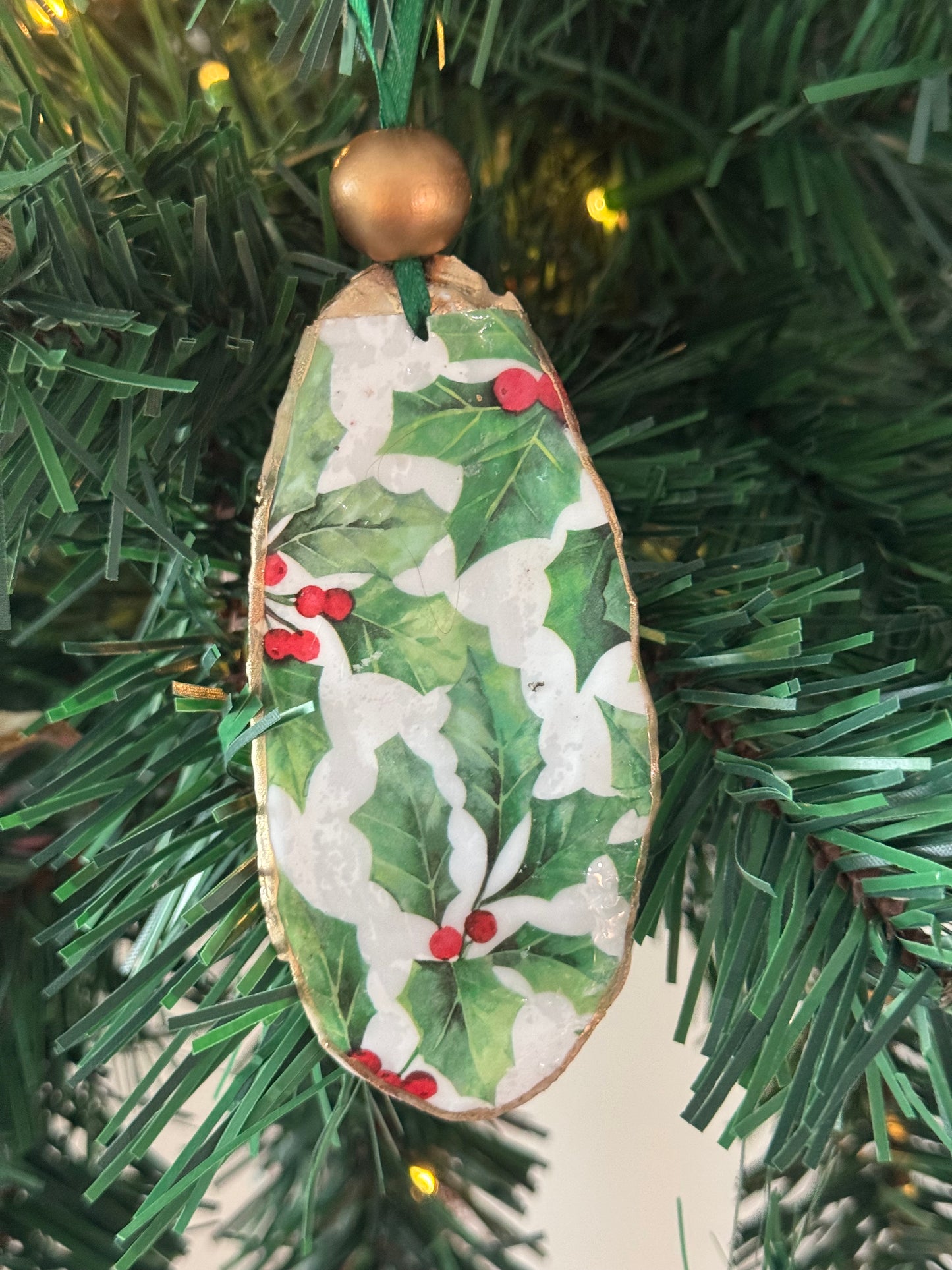 Coastal Christmas Oyster Shell Ornament