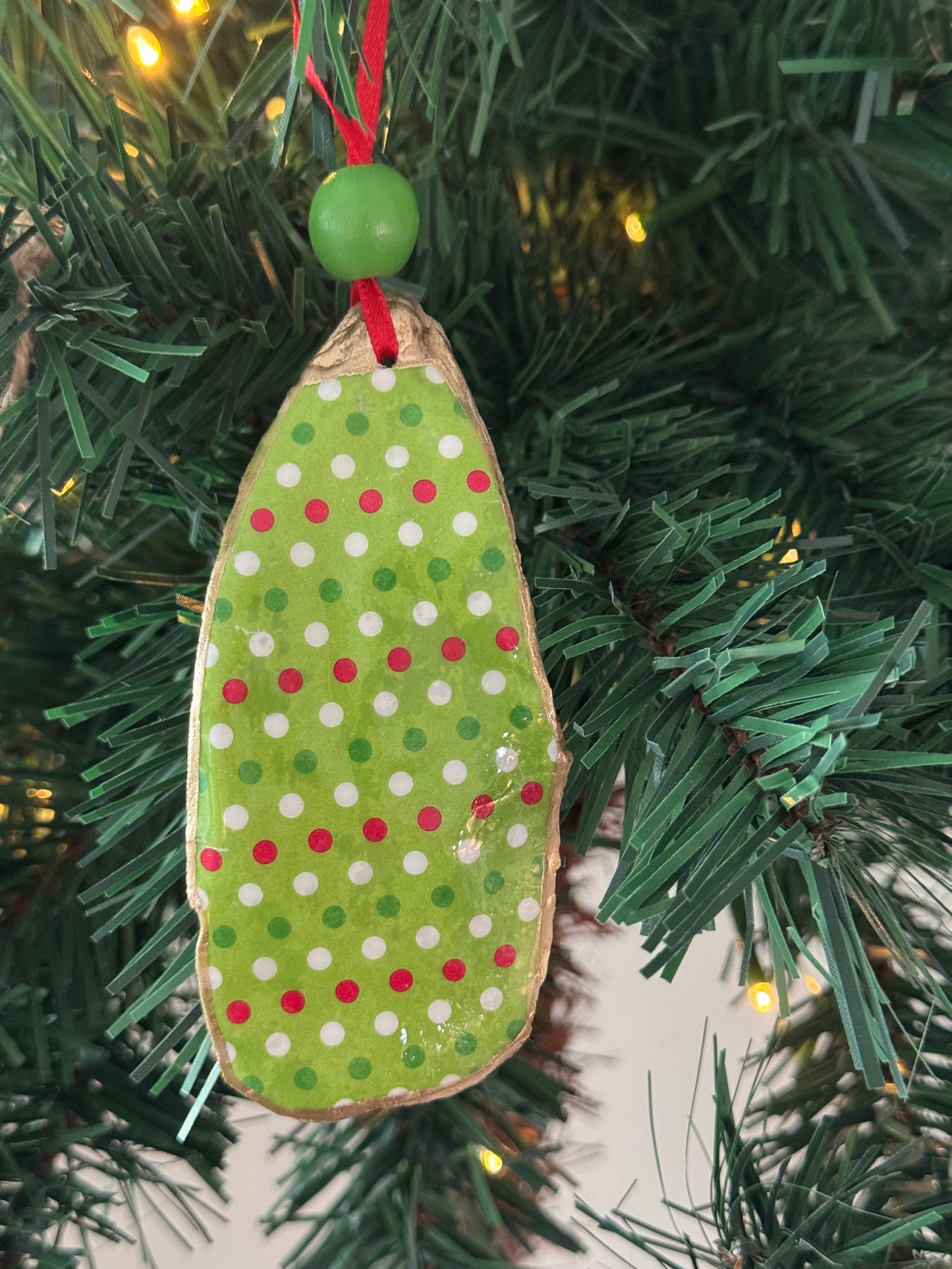 Coastal Christmas Oyster Shell Ornament