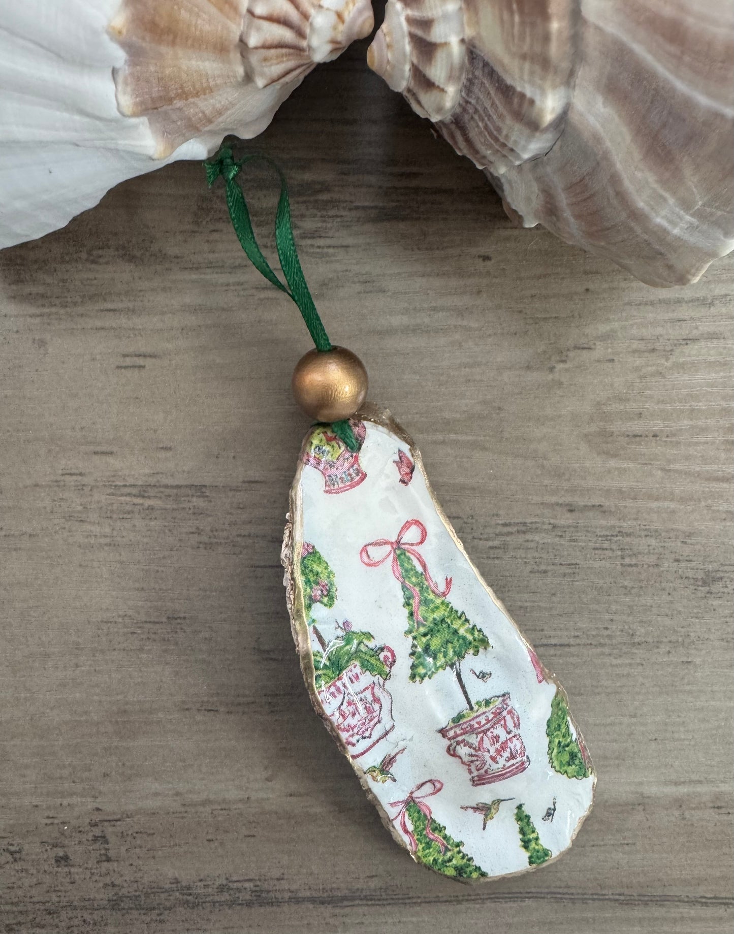 Coastal Christmas Oyster Shell Ornament