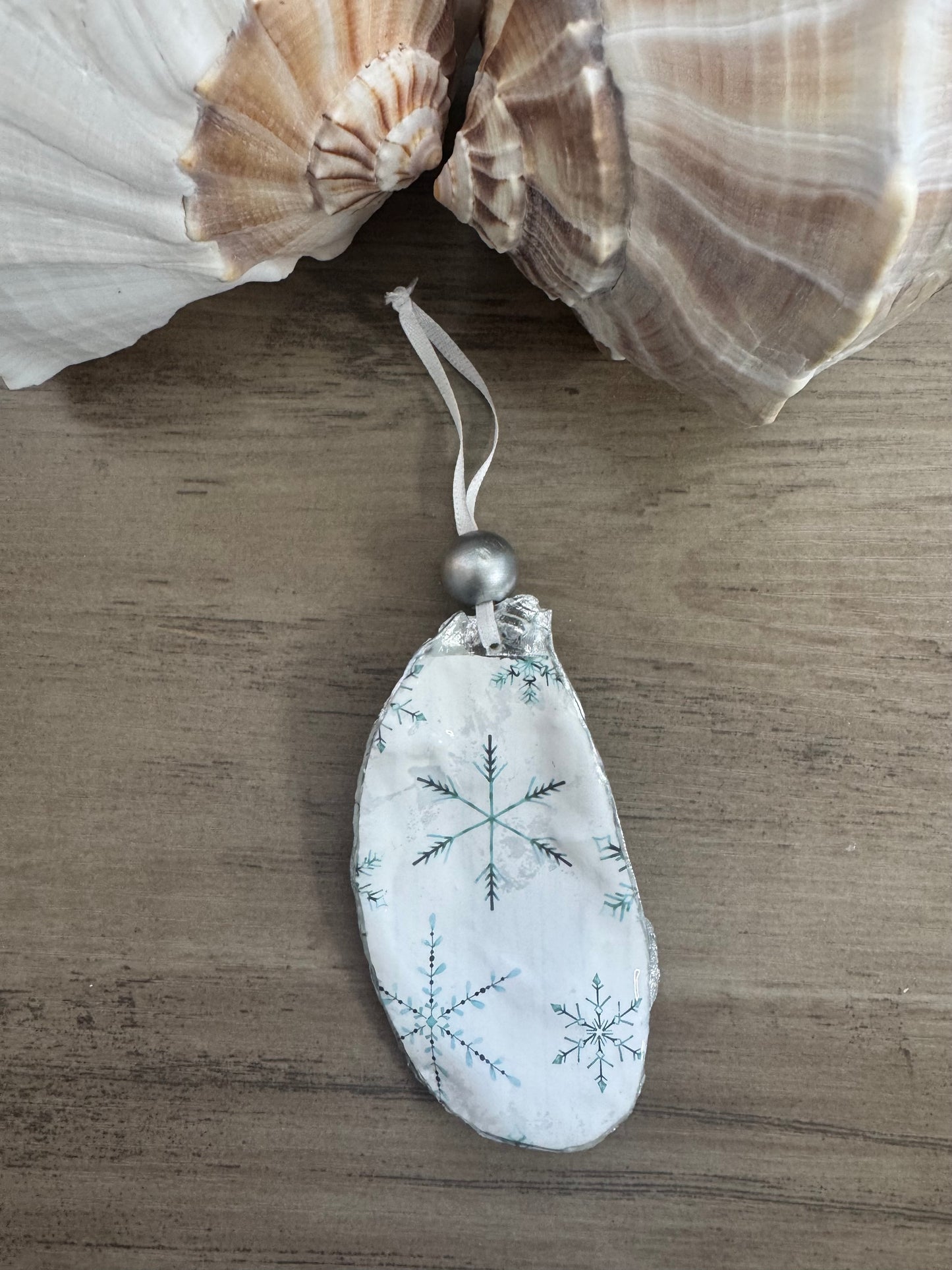 Coastal Christmas Oyster Shell Ornament