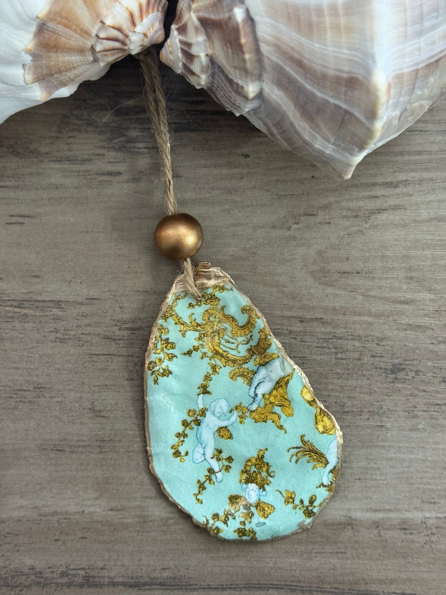 Coastal Christmas Oyster Shell Ornament