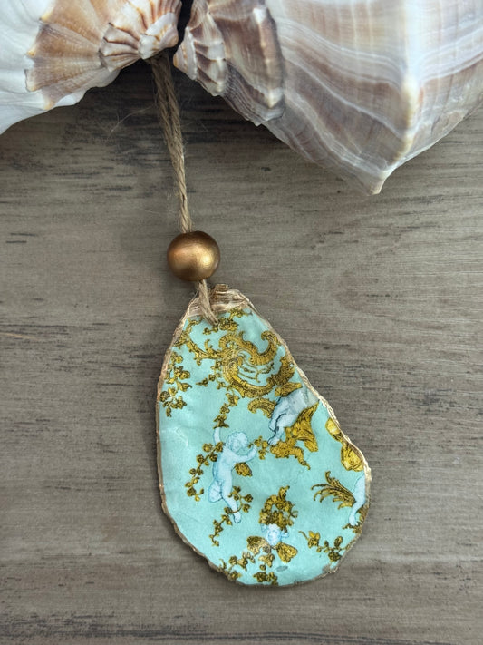 Coastal Christmas Oyster Shell Ornament