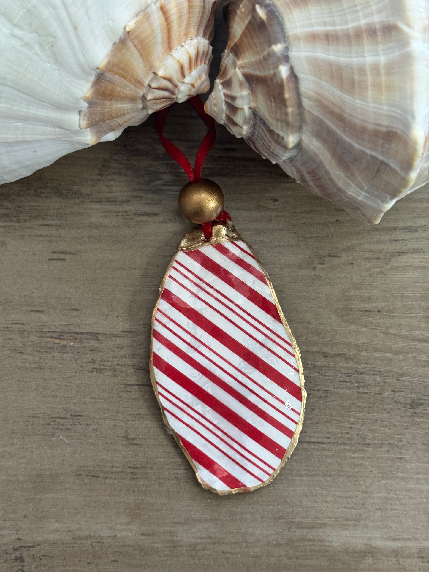 Coastal Christmas Oyster Shell Ornament