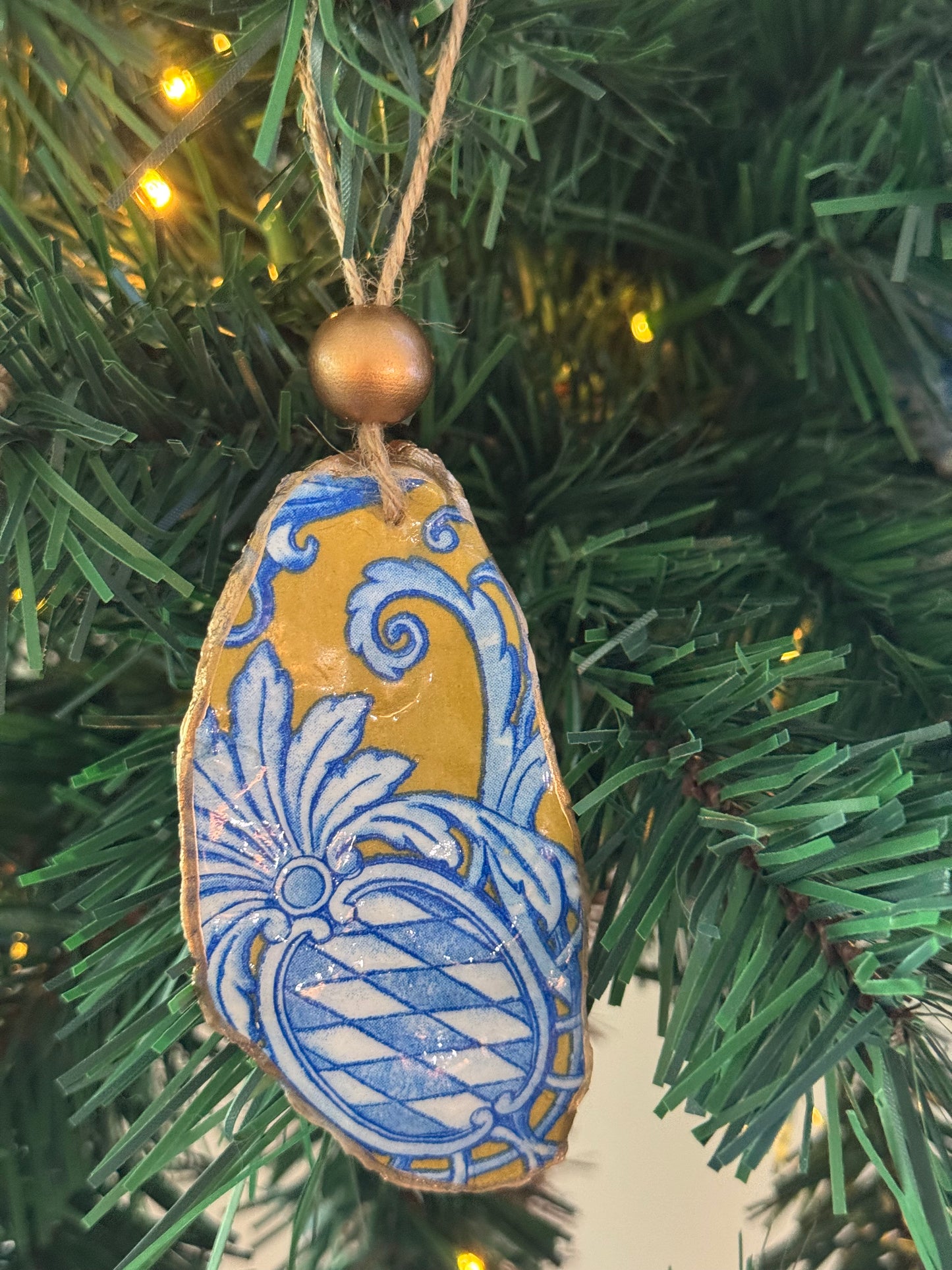 Coastal Christmas Oyster Shell Ornament