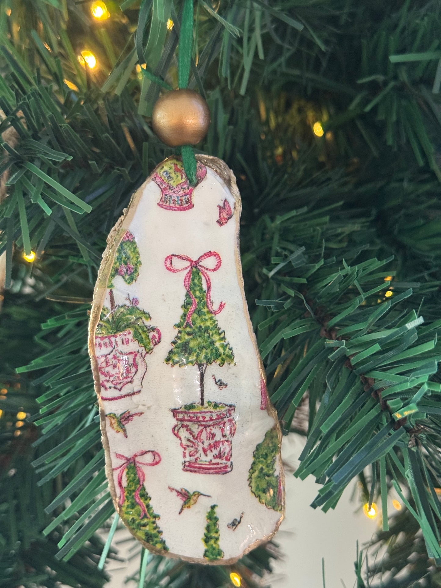 Coastal Christmas Oyster Shell Ornament