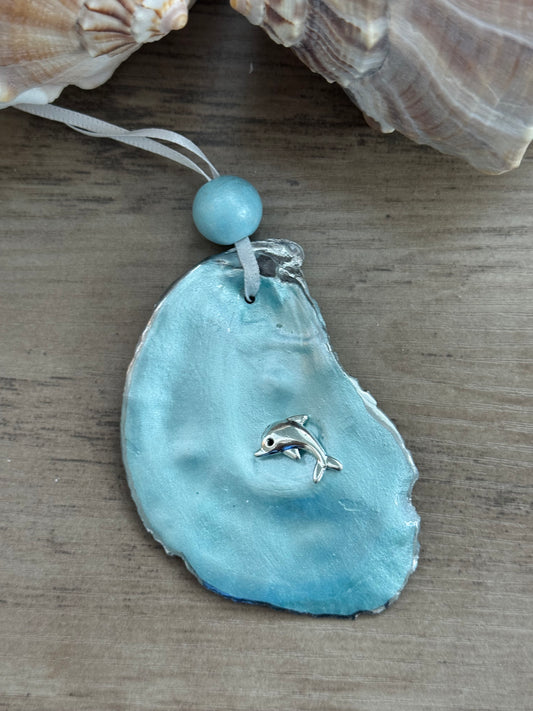 Coastal Christmas Oyster Shell Ornament