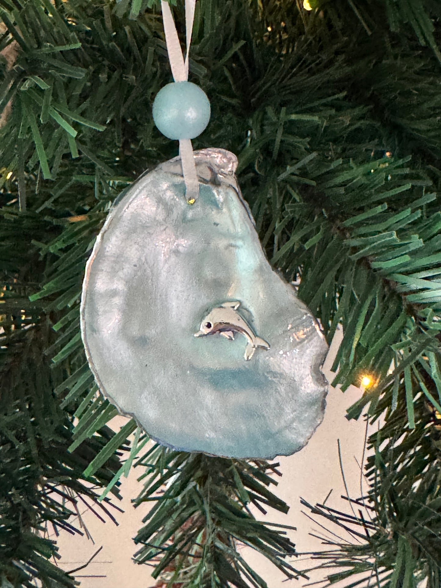 Coastal Christmas Oyster Shell Ornament