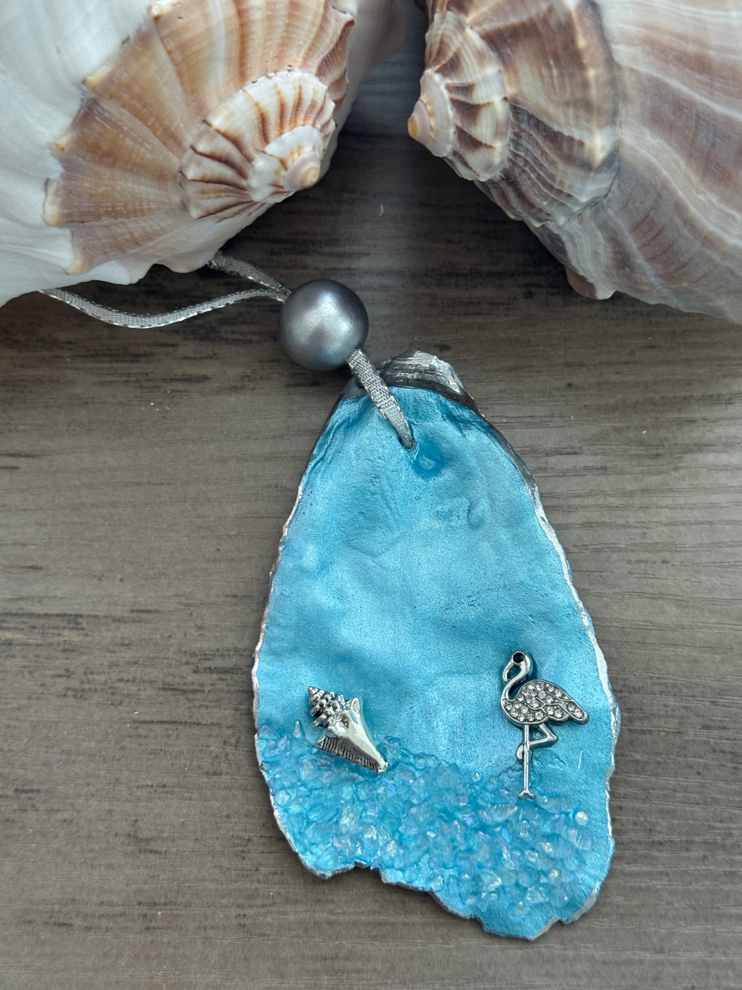 Coastal Christmas Oyster Shell Ornament