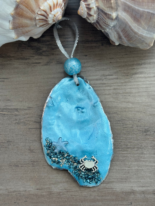 Coastal Christmas Oyster Shell Ornament