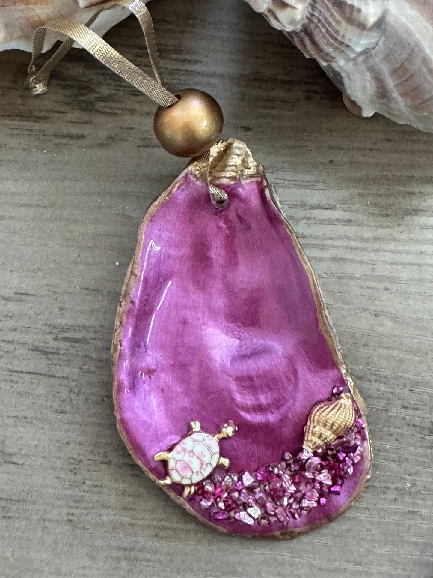 Coastal Christmas Oyster Shell Ornament