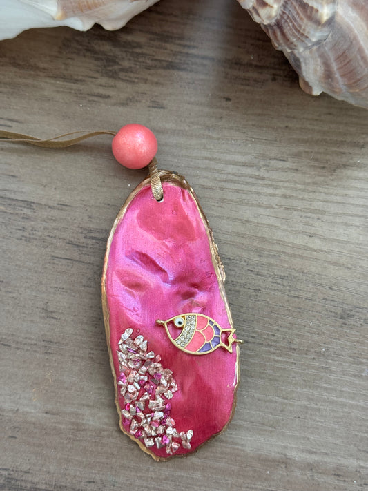 Coastal Christmas Oyster Shell Ornament