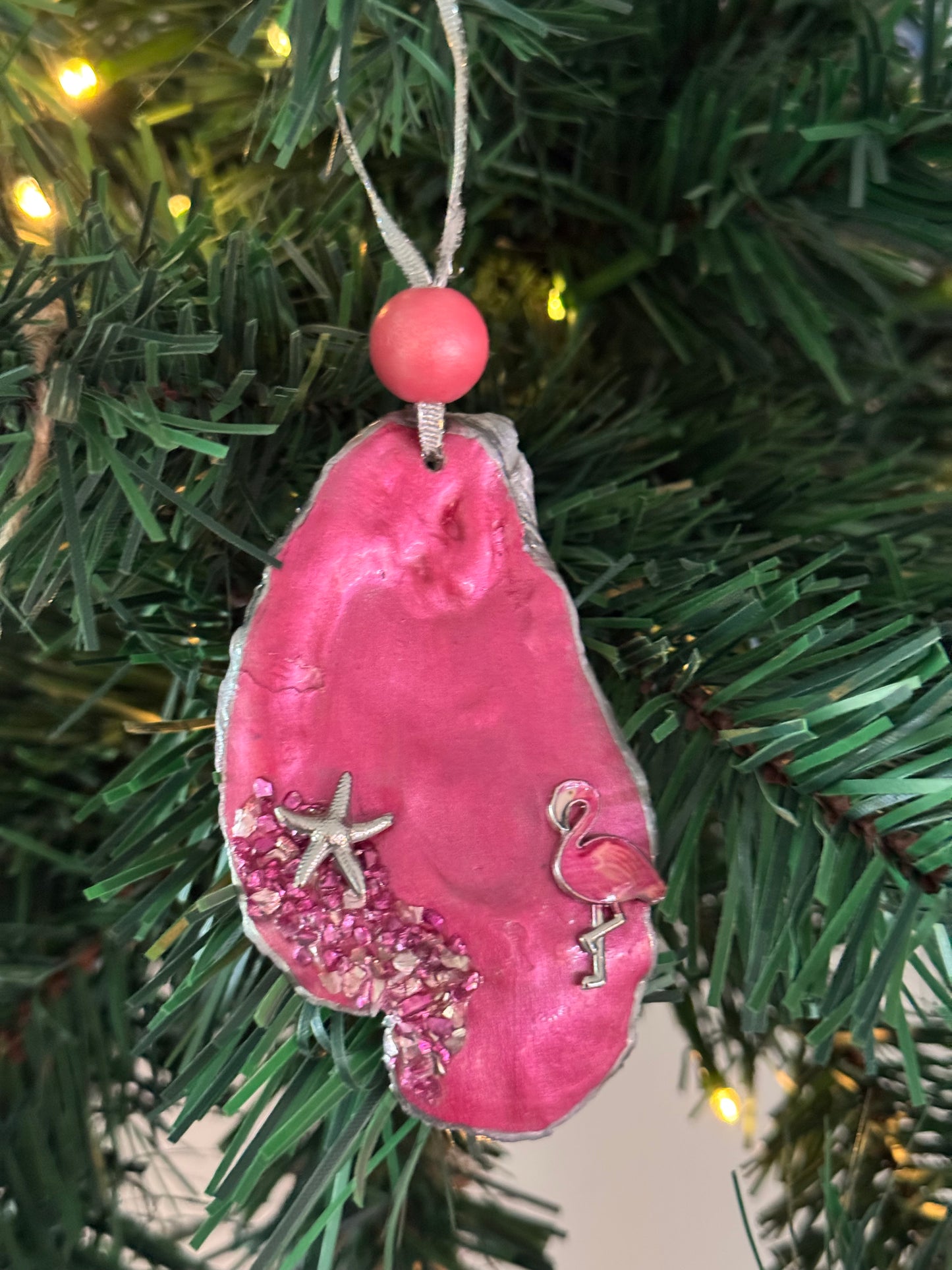 Coastal Christmas Oyster Shell Ornament